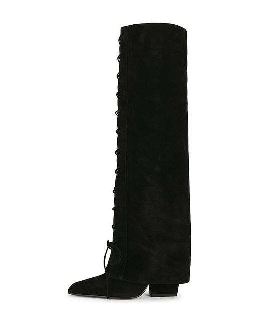 Paris Texas Black Jane Fold Over Lace Up Boot 100