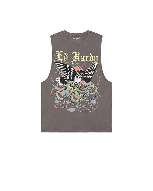 Ed Hardy Multicolor Eagle Snake Cutoff Tee for men