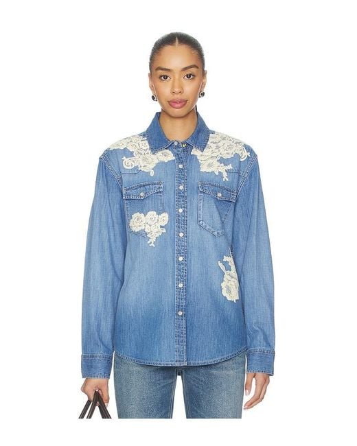 LoveShackFancy Blue Kelith Shirt
