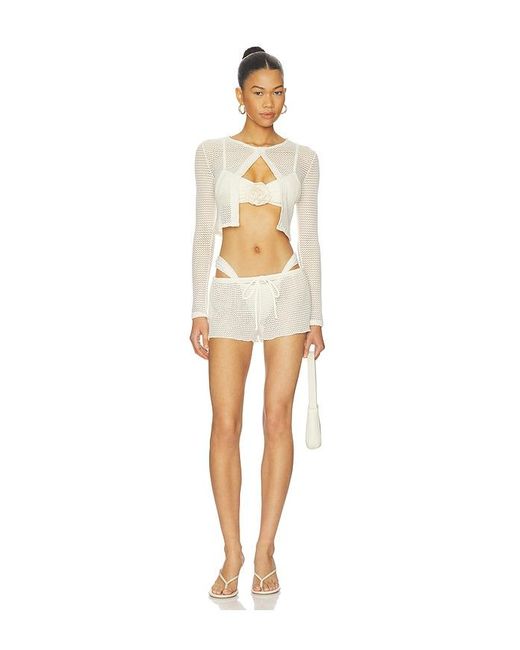 Montce White Low-Rise Drawstring Short