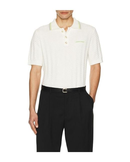 Casablanca White Tennis Boucle Polo Shirt for men