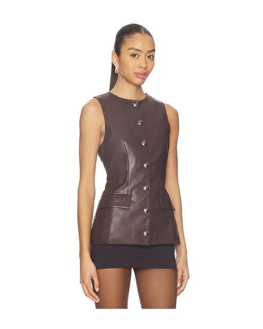 Lovers + Friends Brown Jordan Faux Leather Top