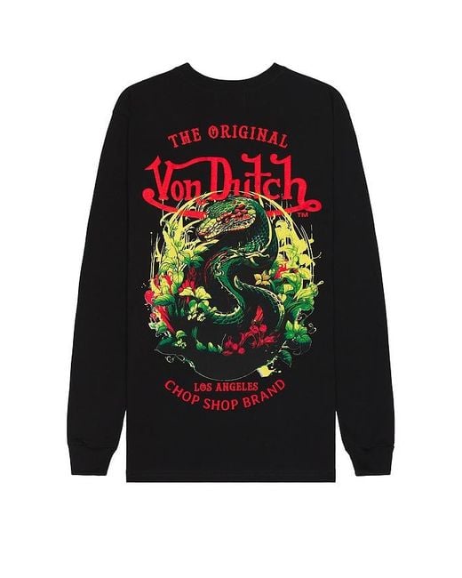 Von Dutch Black Snake Graphic Long Sleeve Tee for men