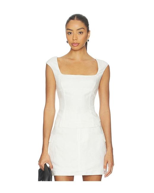 Onia White Linen Peplum Top