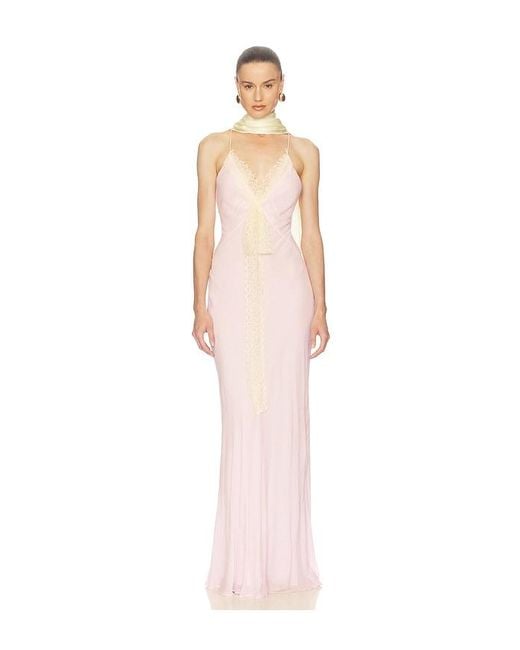 Helsa White Sheer Georgette Gown With Lace