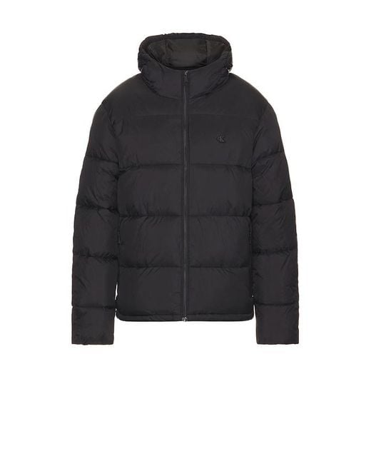 Calvin Klein Black Polyfill Hooded Puffer Jacket for men