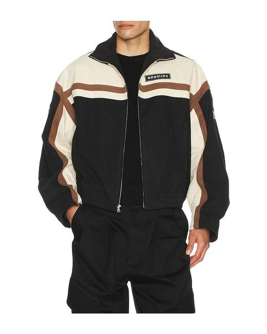 NAHMIAS Black Canvas Moto Bomber for men