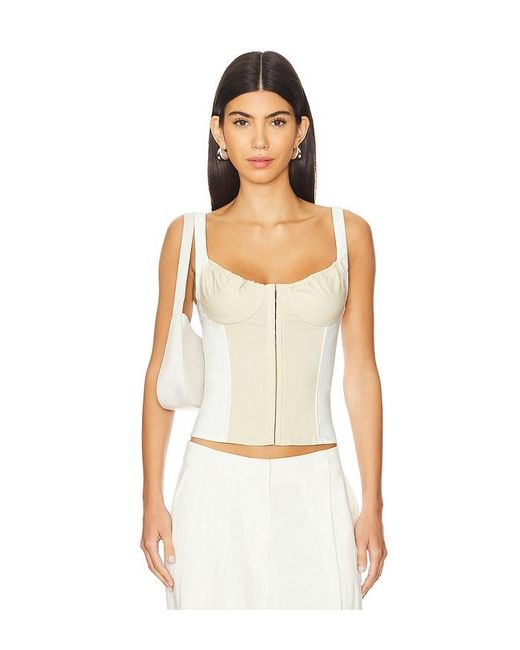 WeWoreWhat White Ruched Cup Scoop Corset