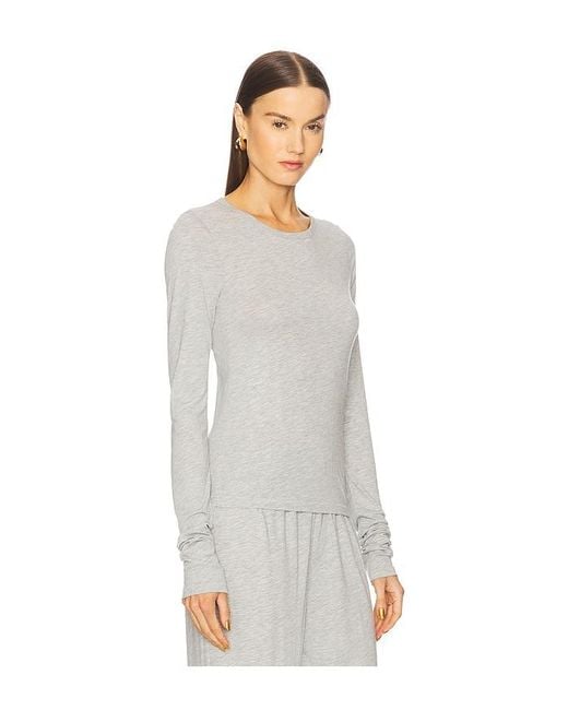 ÉTERNE White Fitted Crewneck Long Sleeve Top