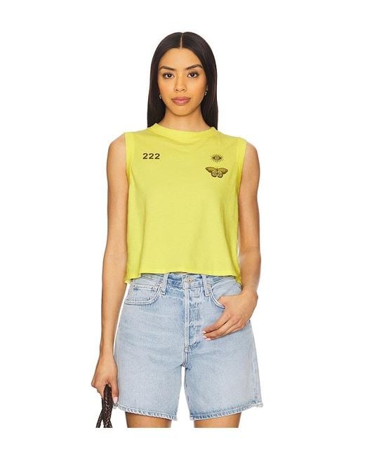 Spiritual Gangster Yellow 222 Nature Crawford Crop Tank Top