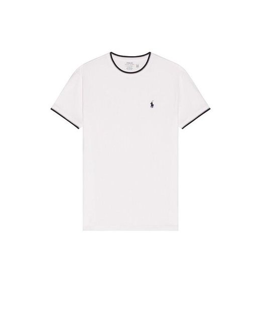 Polo Ralph Lauren White Short Sleeve Stretch Mesh Crewneck Tee W Tipping Collar for men