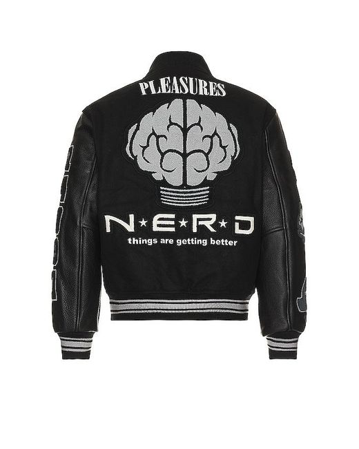 Pleasures Black Nerd Varsity Jacket for men
