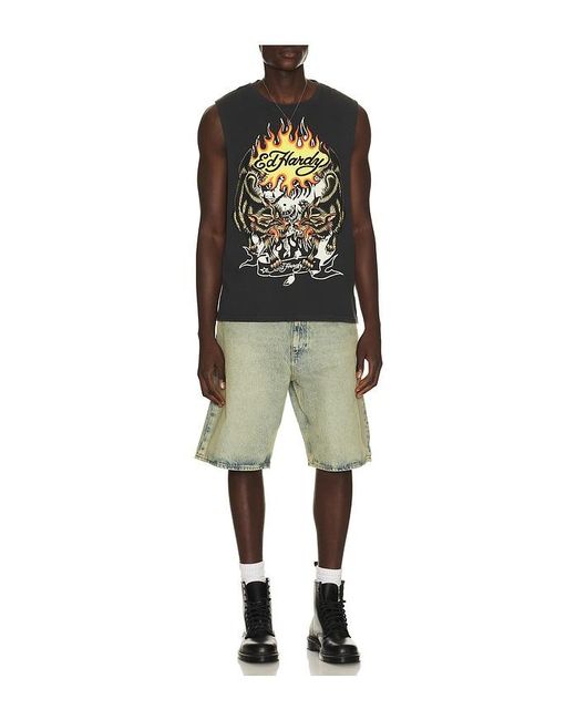 Ed Hardy Multicolor Wolves Cut Off Tee for men