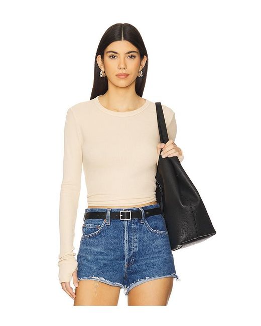 Michael Lauren Blue Axl Crop Fitted Top