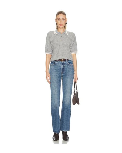 Soft Goat Blue Striped Pique Top