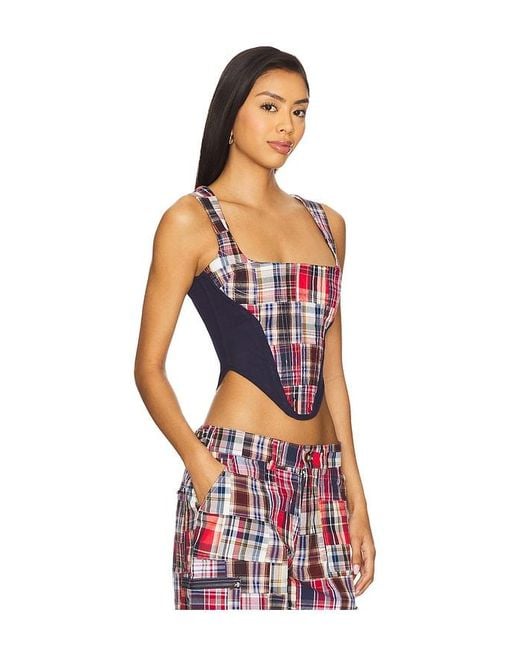 Mina Patchwork Corset en Red GUIZIO