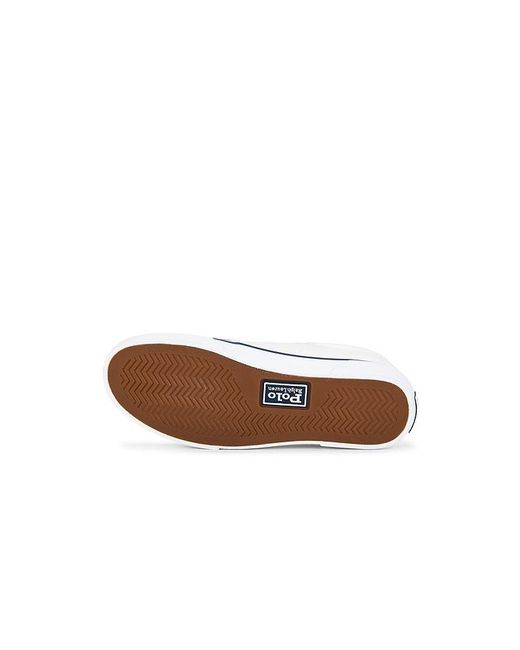 Polo Ralph Lauren White Faxon Solid Leather Low Top Sneaker for men
