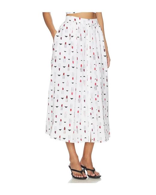 L'Agence White Seina Midi Skirt