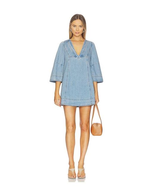 Free People Blue Goldie Baloon Sleeve Dress