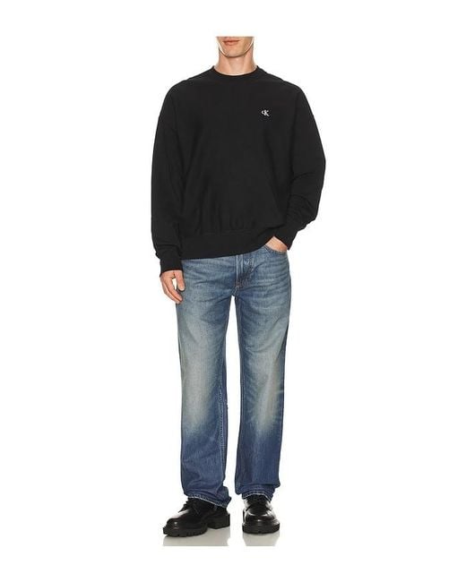 Calvin Klein Black Premium Terry Monogram Sweatshirt for men