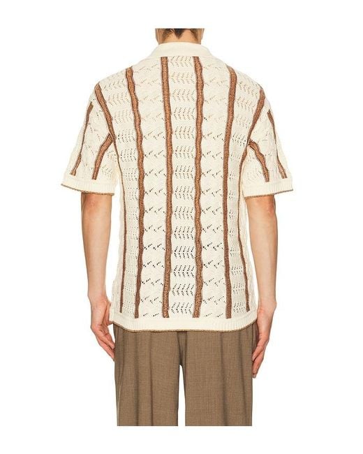 Central Park West Natural Novelty Stitch Button Down Shirt for men