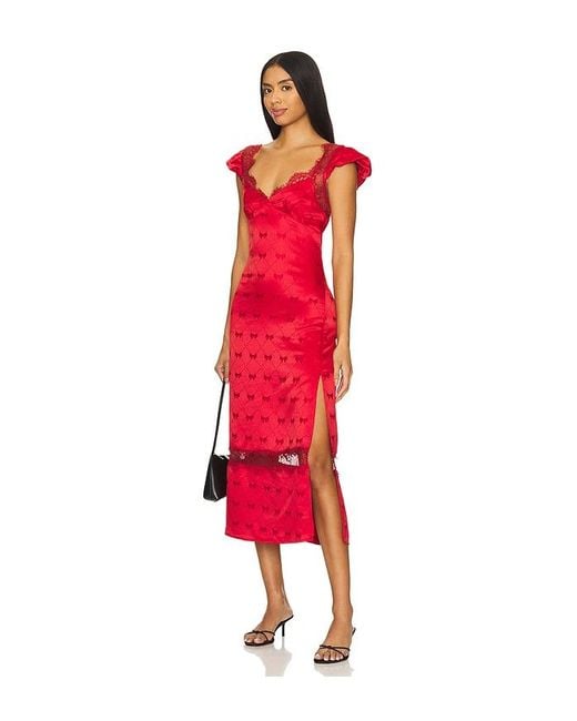 Free People Red Foolish Heart Midi Dress