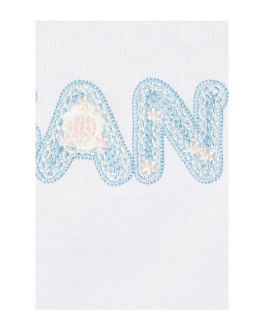 Ganni White Heavy Cotton Jersey Relaxed Fit T-Shirt