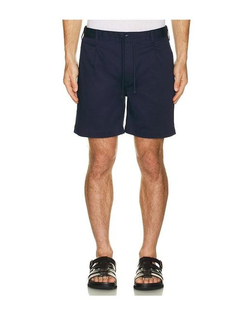 Onia Blue Garment Dye Cotton Drawstring Shorts for men