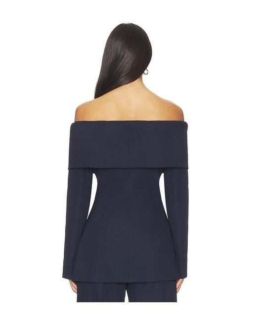 Line & Dot Blue Derrick Off The Shoulder Top