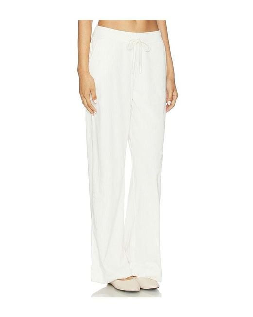 Beyond Yoga White Breathe Easy Corduroy Wide Leg Pant