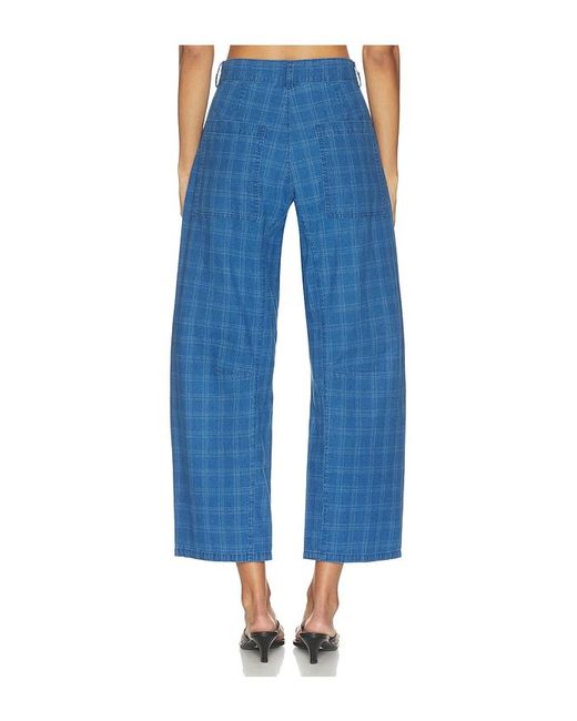 LNA Blue Cross Creek Plaid Pant