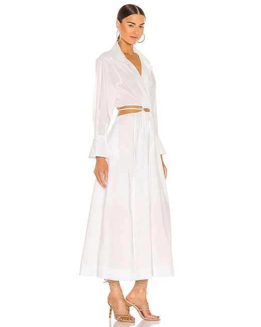Jonathan Simkhai White Alex Pleated Cut Out Dress