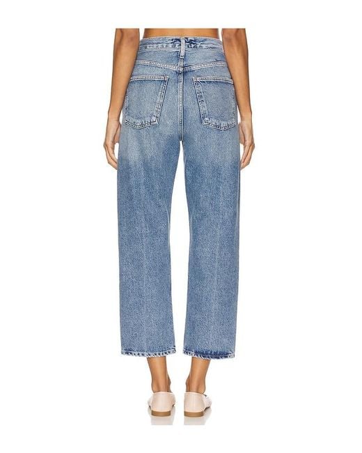 Agolde Blue 90S Mid Rise Loose Straight Crop Jeans
