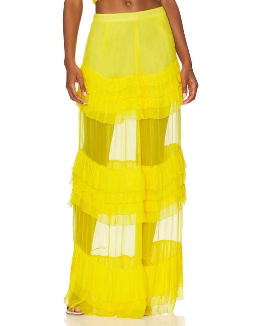 Yellow ruffle hotsell maxi skirt