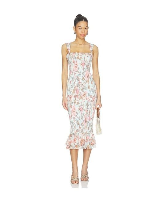 Hemant & Nandita White Smocked Midi Dress
