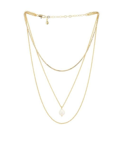 Ettika White Layered Pearl Pendant Necklace