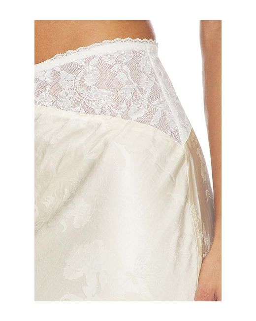 For Love & Lemons White Adrift Satin Midi Skirt