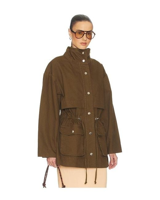 Helsa Brown Garment Washed Utility Jacket