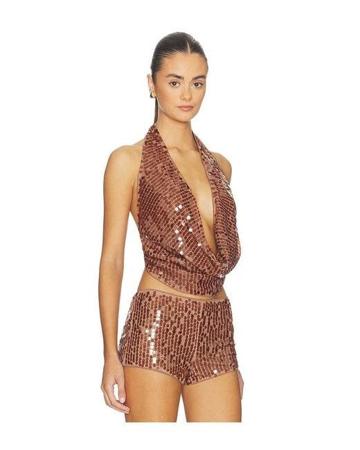 superdown Brown Luca Halter Top