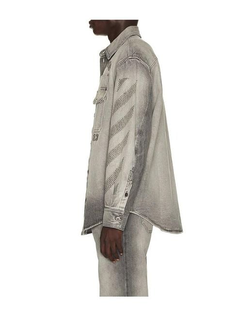 Off-White c/o Virgil Abloh Blue Denim Military Overshirt for men