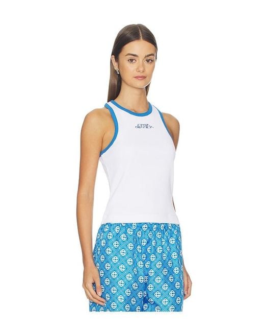Casablanca Blue Ribbed Tank Top