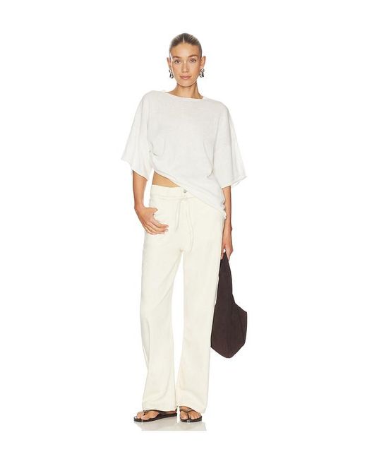 DL1961 White Casie Aura Mid Rise Relaxed Wide Leg Jeans