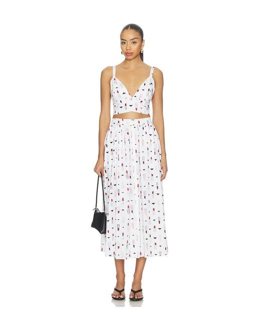 L'Agence White Seina Midi Skirt