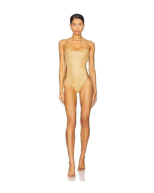 Lulifama Isla Salvaje Square Neck Laced Up One Piece main image 1