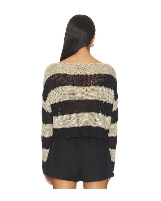Enza Costa Black Stripe Linen Bateau Sweater