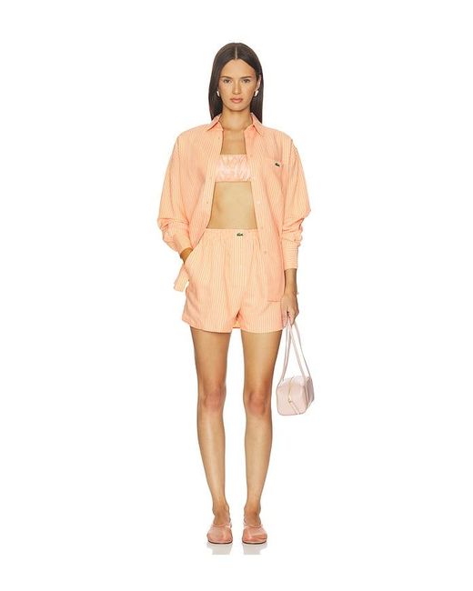 Lacoste Orange Oversized Fit Toile Shirt