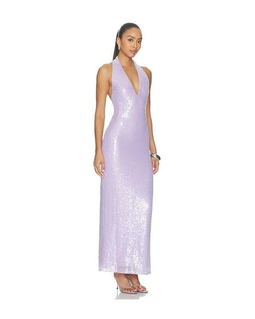 MORE TO COME Purple Charlice Halter Gown