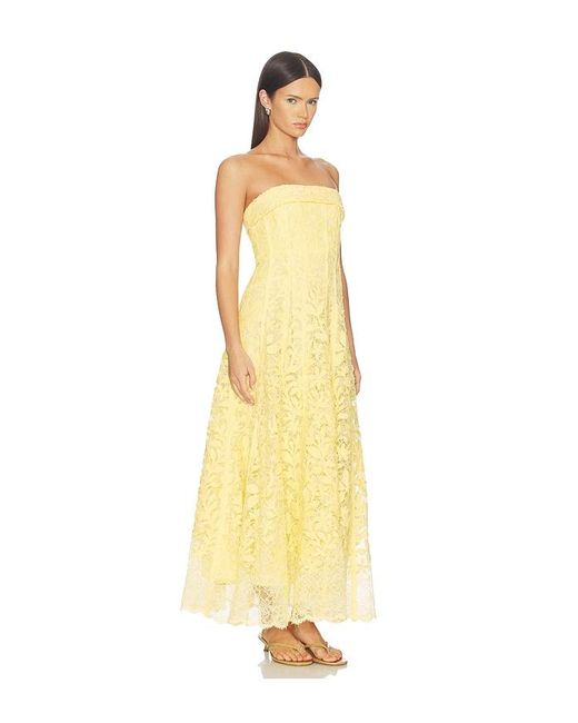 Jonathan Simkhai Yellow Imogen Cotton Lace Bustier Midi Dress