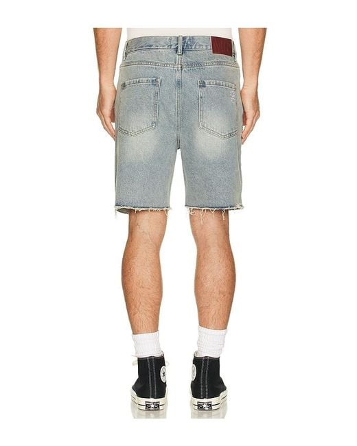 MIDNIGHT RODEO Blue Distressed Denim Shorts for men