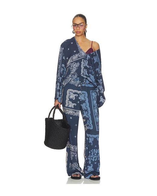 The Attico Blue Paisley Blouse